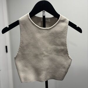Babaton Ribbed Cream Crop Tank